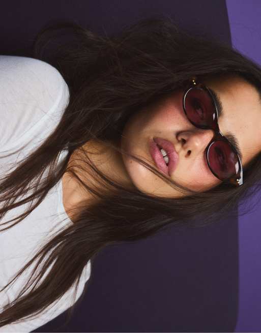 Stradivarius Oval sunglasses in pastel pink, 2 of 4