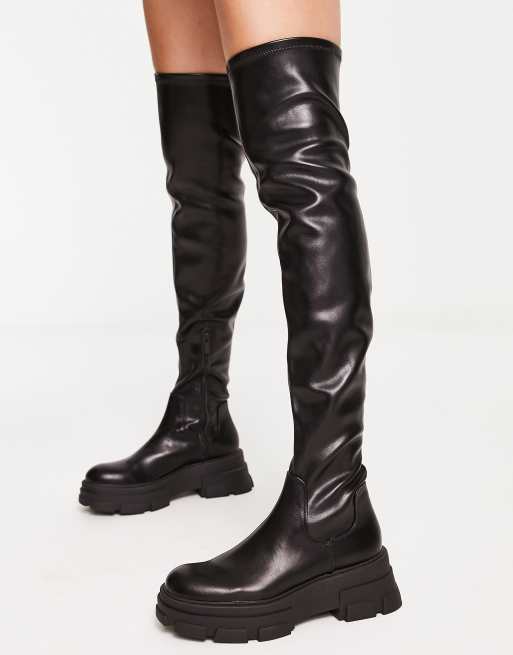 Tall black boots sales over the knee