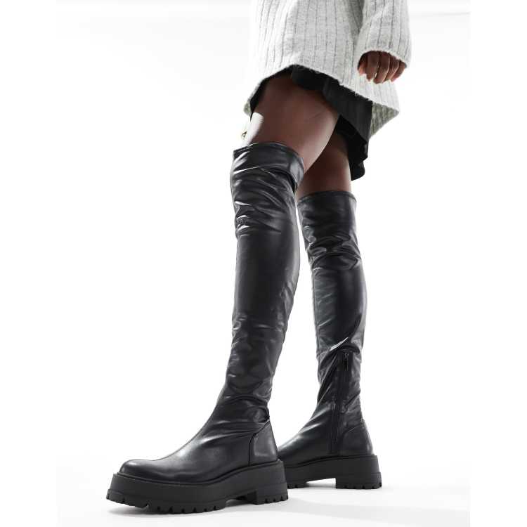 Stradivarius over the knee chunky boot in black ASOS