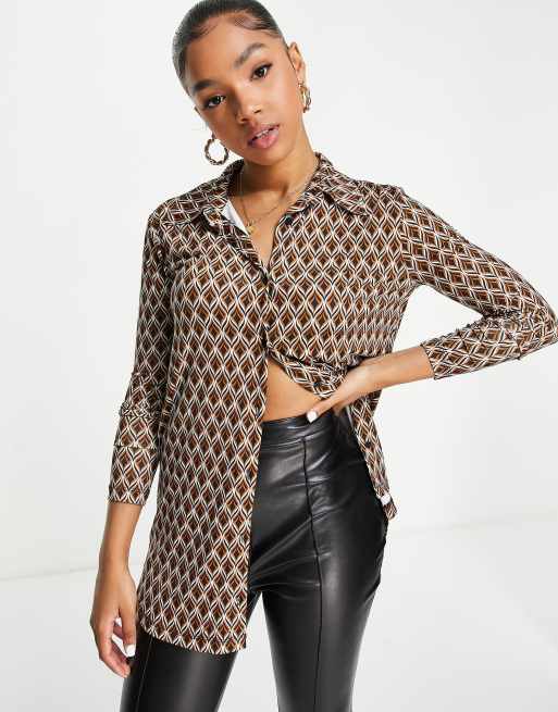 Stradivarius - Overhemd met geo-tegelprint