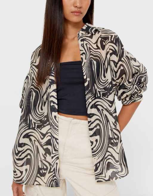 Stradivarius - Overhemd met golvende print in multi