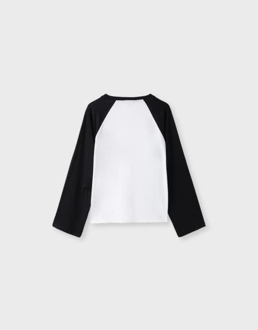 Stradivarius Oversize baseball t-shirt in black, 7 of 7