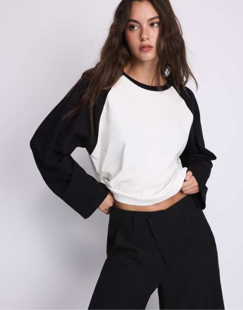 Stradivarius Oversize Baseball-T-Shirt in Schwarz - view 1