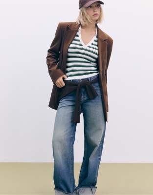 Stradivarius - Oversize-Blazer in Braun-Brown