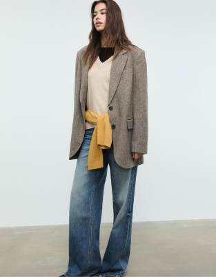 Stradivarius - Oversize-Blazer in Braun-Brown