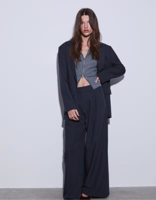 Stradivarius Oversize Blazer In Blue