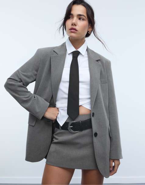 Stradivarius Oversize blazer in dark grey - view 1