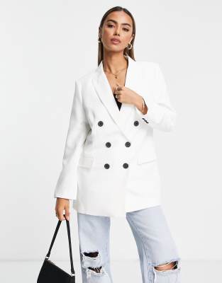 Stradivarius - Oversize-Blazer in Ecru-Weiß