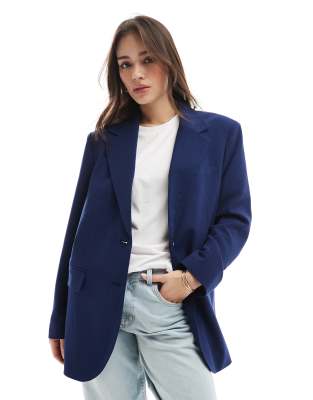 Stradivarius - Oversize-Blazer in Marineblau