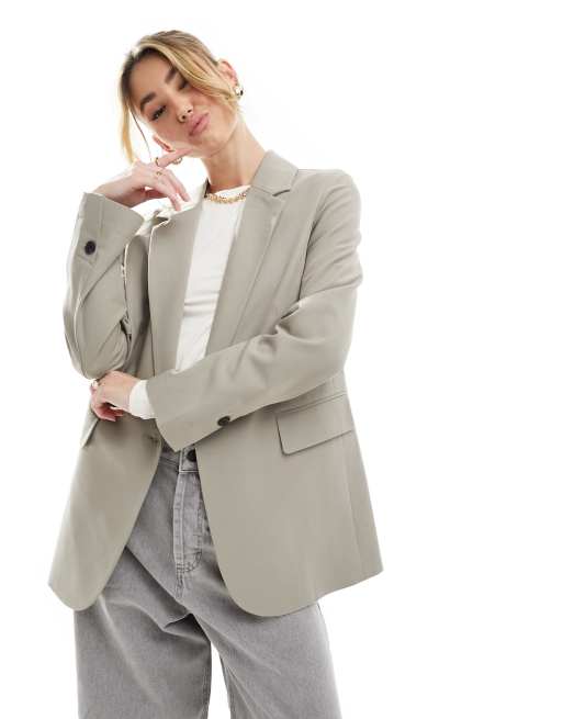 Stradivarius – Oversize-Blazer in Pilzbraun 