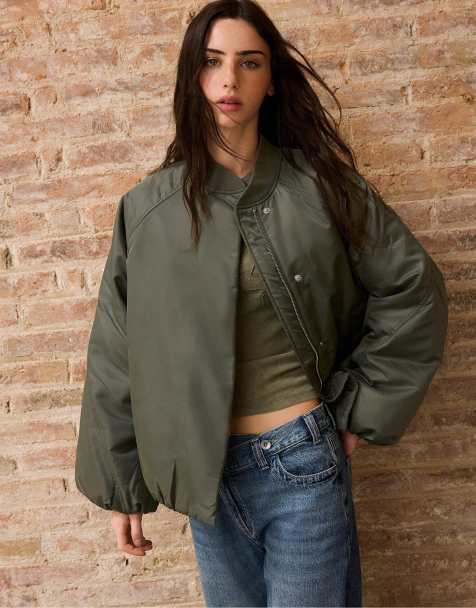 Stradivarius oversize bomberjacka i khaki - view 1