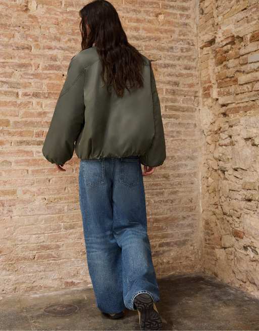 Stradivarius oversize bomberjacka i khaki, 3 av 7