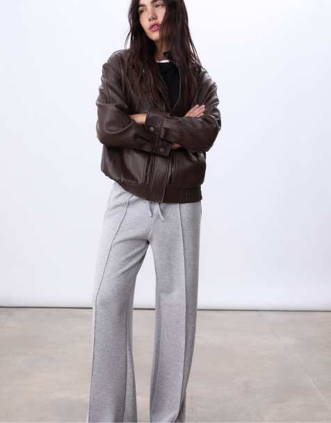Stradivarius Oversize faux leather jacket in brown