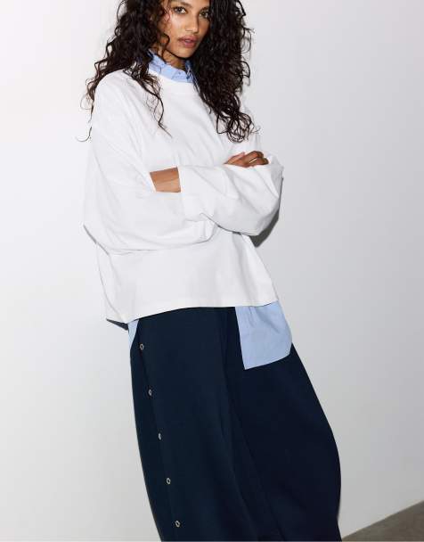 Stradivarius – Oversize-Hemdbluse in Himmelblau - view 1