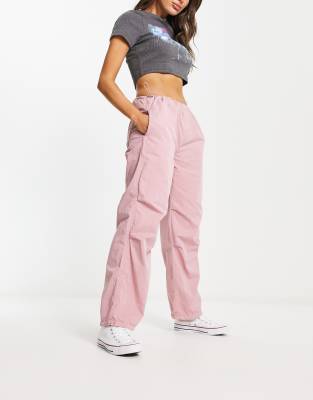 Stradivarius - Oversize-Hose aus rosa Popeline