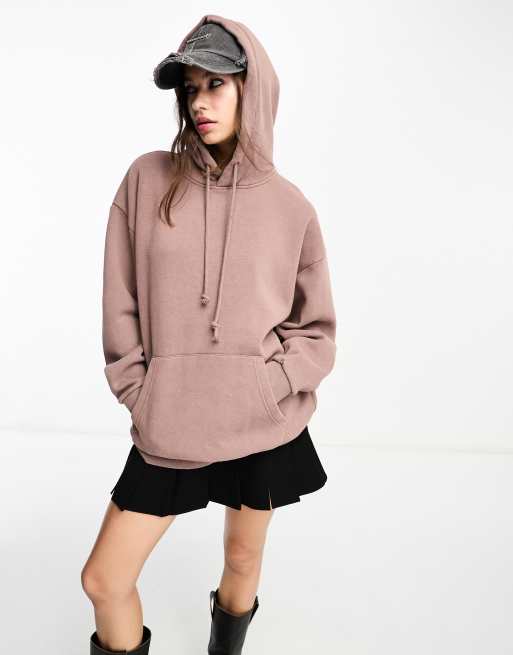 Stradivarius – Oversize-Kapuzenpullover in dunklem Schokoladenbraun