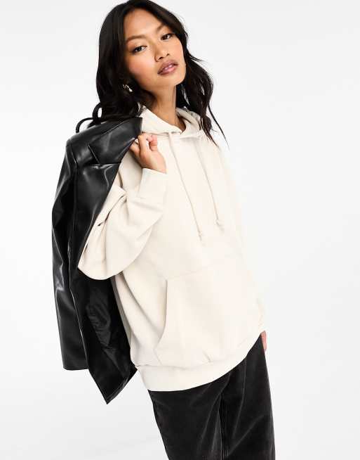 Stradivarius – Oversize-Kapuzenpullover in Hellbeige 