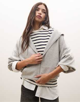 Stradivarius - Oversize-Kapuzenpullover in meliertem Grau