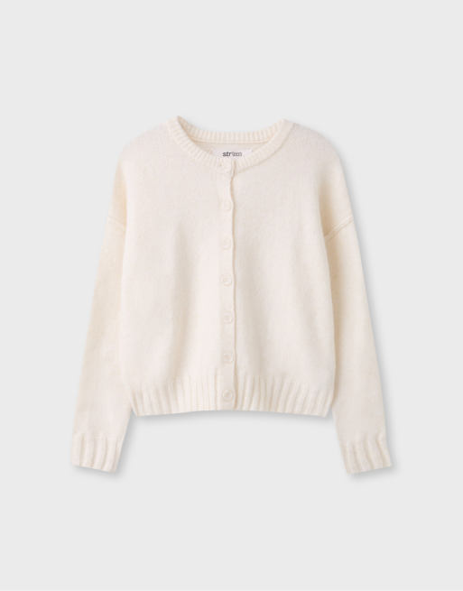 Stradivarius Oversize knit cardigan in ecru, 6 of 7