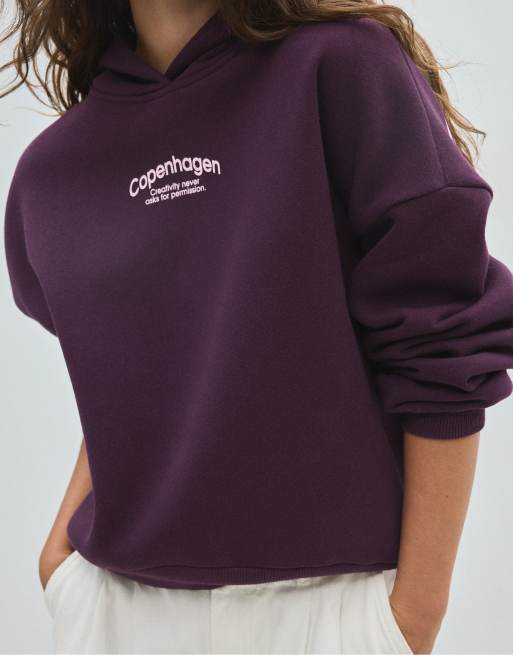 Stradivarius oversize sweatshirt med grafik i lila, 4 av 7