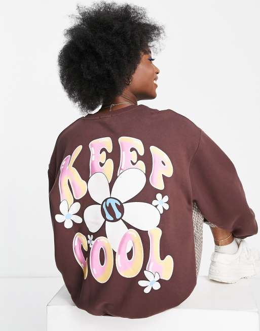 Stradivarius Oversize Sweatshirt Mit „keep It Cool“ Textprint Asos