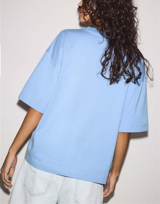 Stradivarius – Oversize-T-Shirt in Himmelblau, 2 von 4