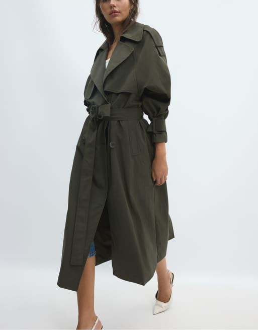 Stradivarius oversize trenchcoat i khaki, 5 av 7
