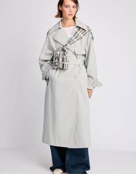Stradivarius oversize trenchcoat i naturvit - view 1