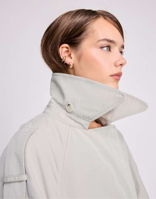 Stradivarius oversize trenchcoat i naturvit, 3 av 7