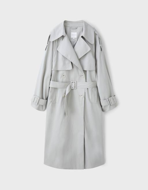 Stradivarius oversize trenchcoat i naturvit, 6 av 7