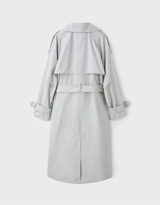 Stradivarius oversize trenchcoat i naturvit, 7 av 7