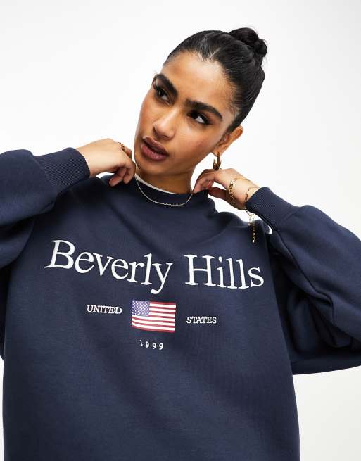 Beverly Hills Vintage Graphic Sweatshirt Small / White