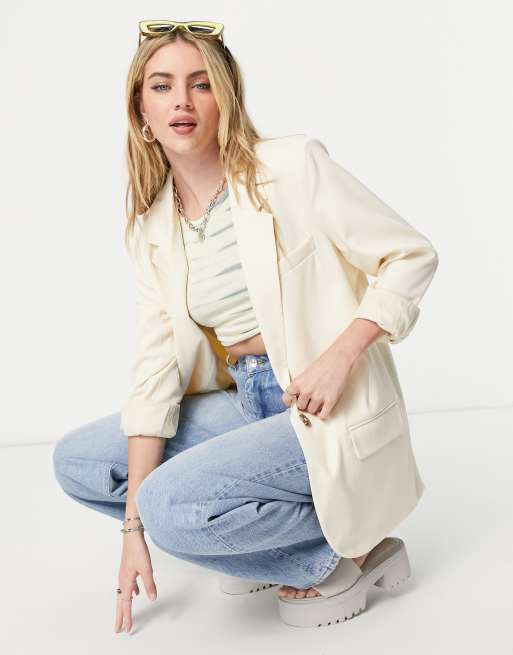 Stradivarius oversized blazer co-ord in beige