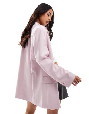 Stradivarius oversized blazer in baby pink