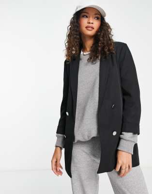 Stradivarius oversized blazer in black