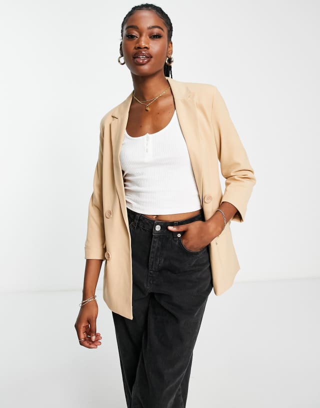 Stradivarius oversized blazer in camel