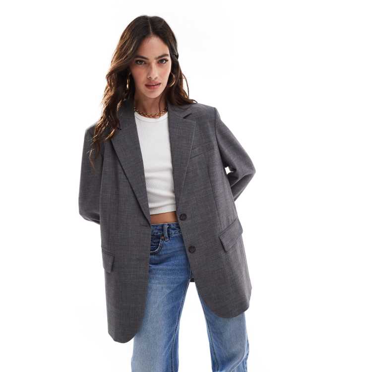 Stradivarius oversized blazer in gray | ASOS