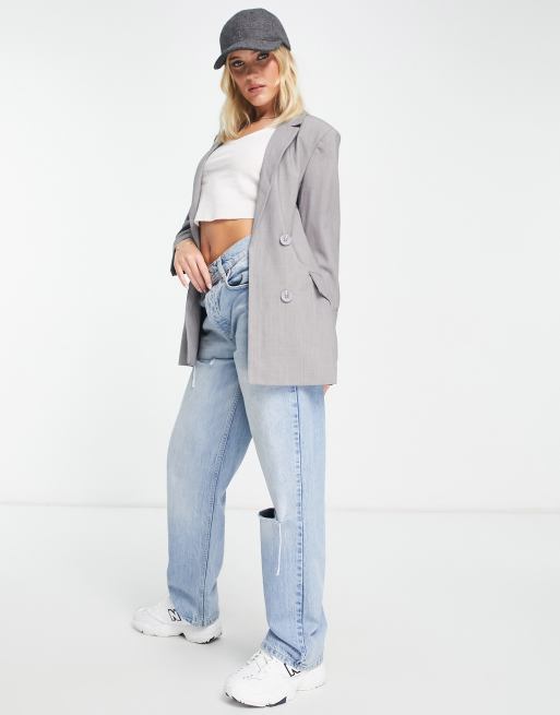 Stradivarius oversized blazer in grey | ASOS