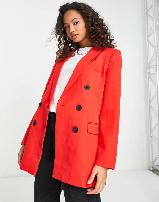 Stradivarius oversized blazer in red | ASOS