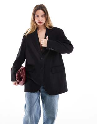 Stradivarius - Oversized-Blazer in Schwarz