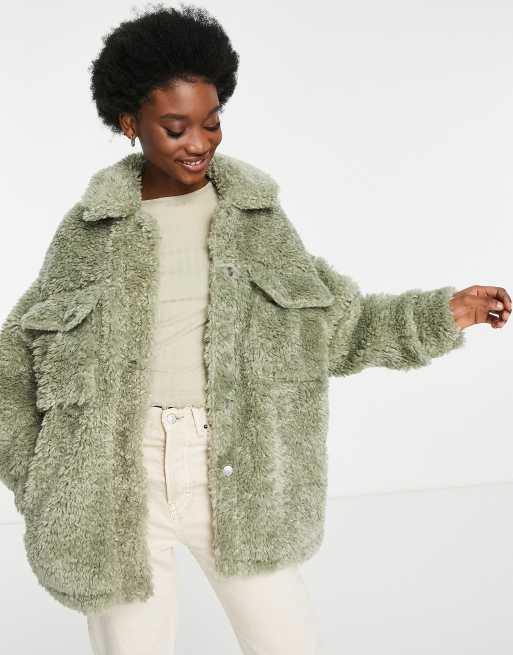 Green shop borg coat