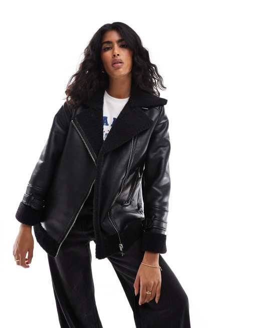 Oversized aviator jacket womens sales