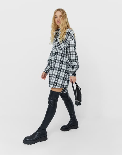 Oversized plaid best sale shirt dress