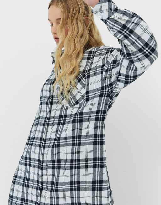 Oversized plaid 2024 shirt dress