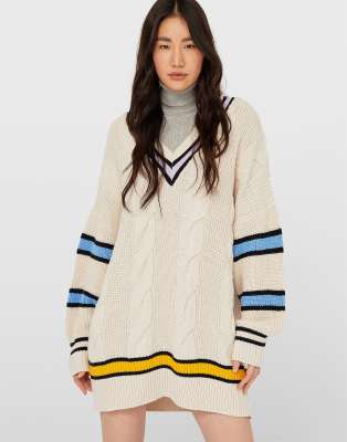 oversized cable knit dress