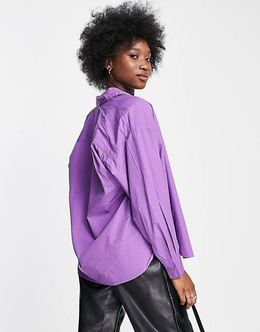  Shirts & Blouses/Stradivarius oversized cotton shirt in purple 
