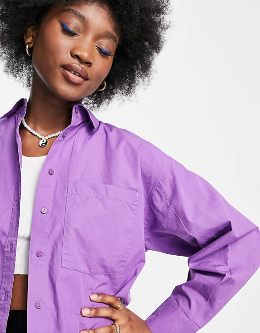  Shirts & Blouses/Stradivarius oversized cotton shirt in purple 