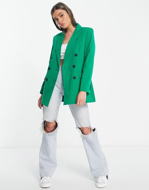 Stradivarius - Oversized dad blazer in felgroen