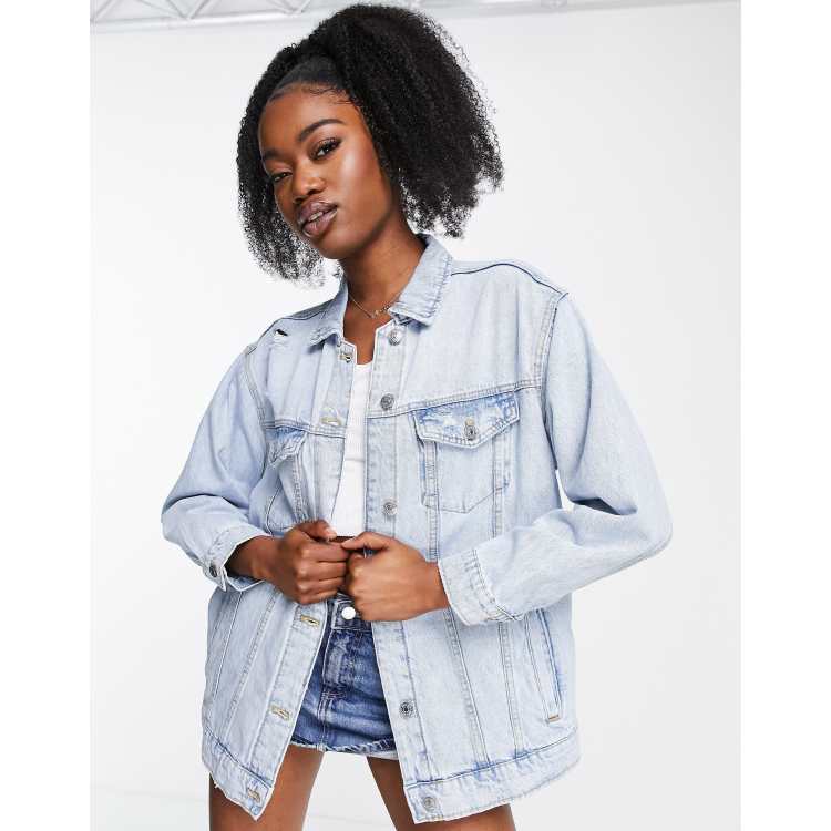 Oversized Cloud Bleach Denim Jacket