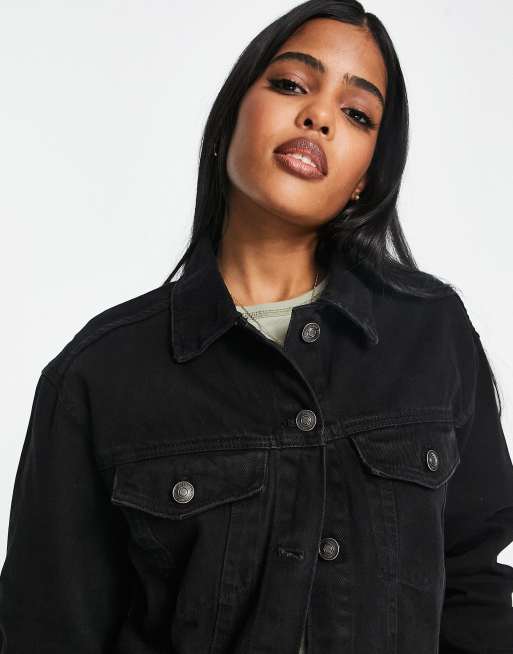 Oversized distressed black denim on sale jacket